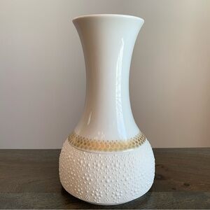 Thomas Vase Made in Germany White Gold Accents Textured Starburst Vintage MCM